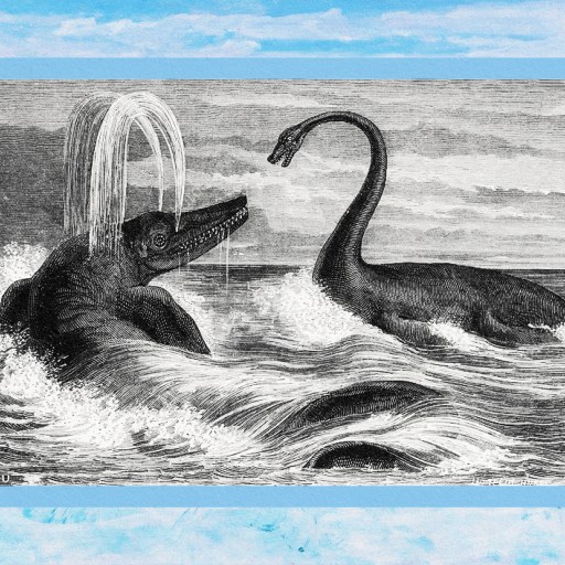 a drawing of two ichthyosaurs in the water.