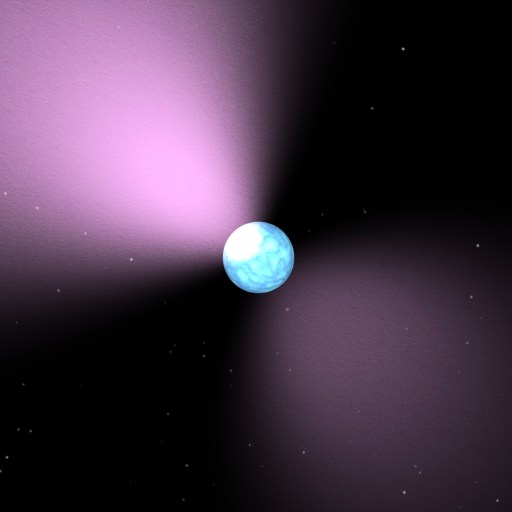 An artist's rendering of a neutron star in space.