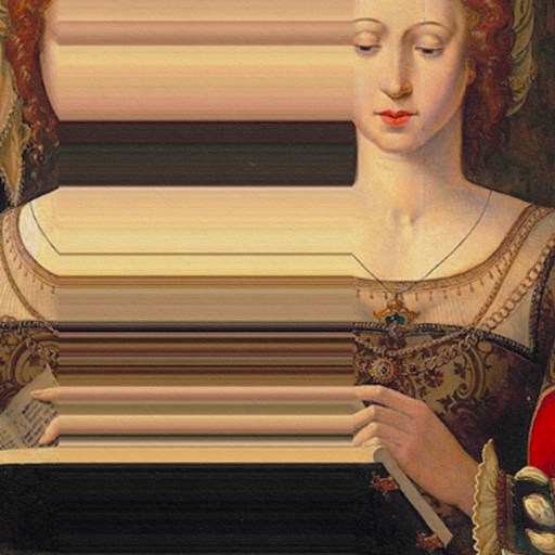 a painting of a woman avidly reading a book.