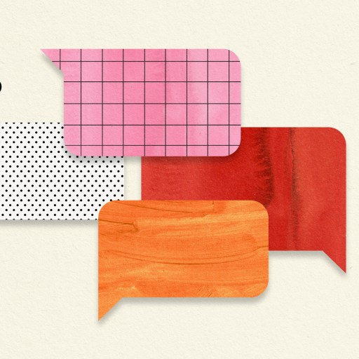 a set of colorful speech bubbles on a white background, displaying bad English.