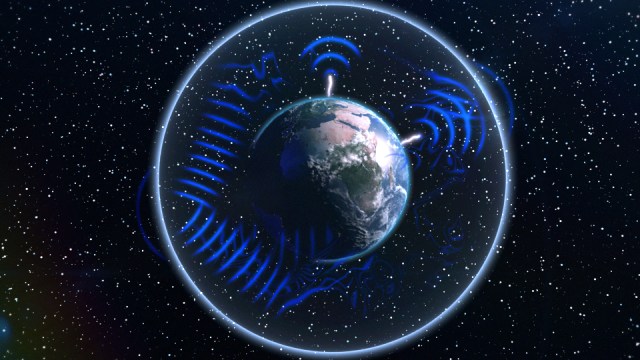An image of the earth resonating in space.