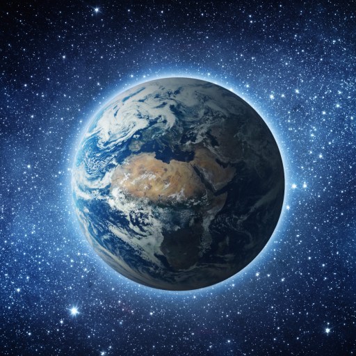 The biocentric earth floats amongst cosmic creatures in space.