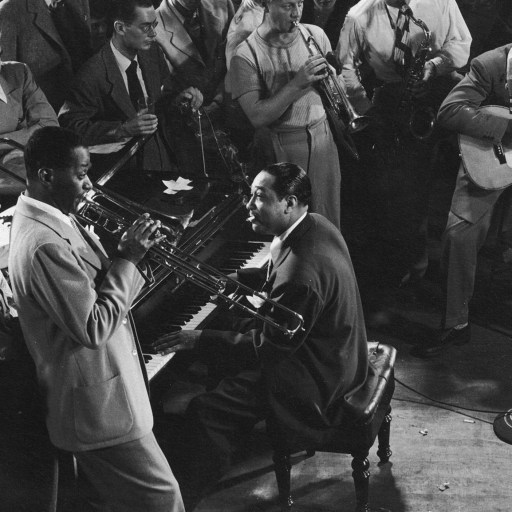 A monochrome picture depicting a band embracing the philosophy of music.