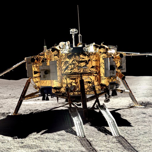 An artist's rendering of a spacecraft on the moon.