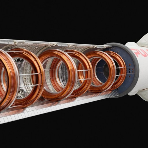 A 3d rendering of a spacecraft with a large number of rings.