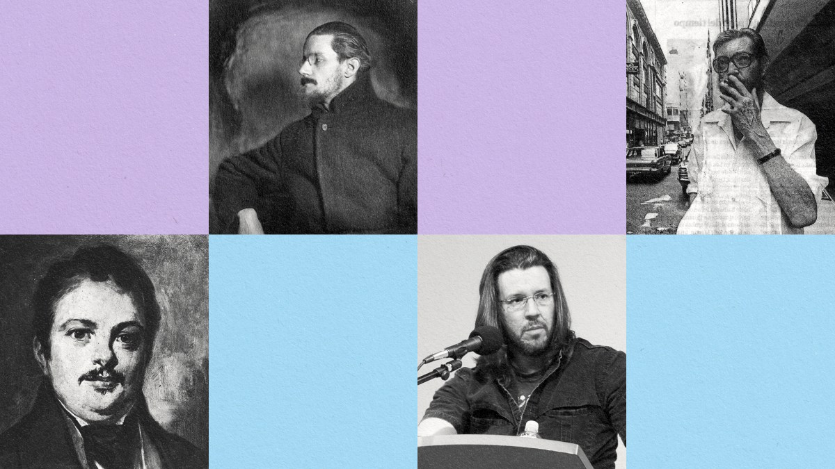 A collection of written profiles featuring men with beards and moustaches.