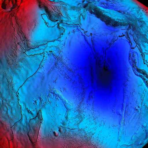 A 3d image of a blue and red sphere.