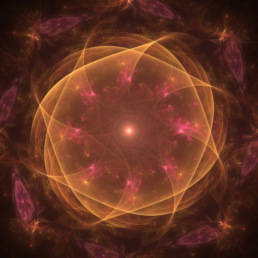 A fractal image of an orange and yellow flower.