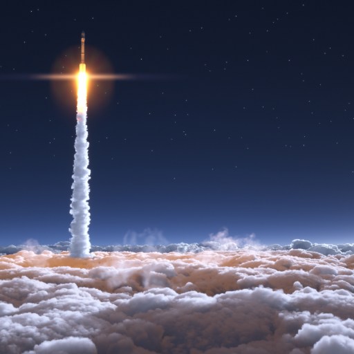 A challenger brand's rocket launch in the clouds.