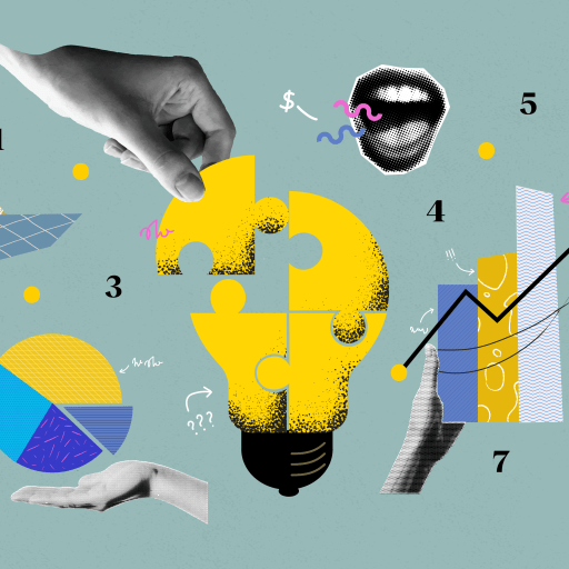 An illustration of a light bulb with chess pieces around it.