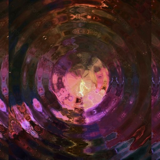 Abstract digital art of concentric ripples radiating from a glowing center, featuring shades of pink, purple, and orange against a dark background.