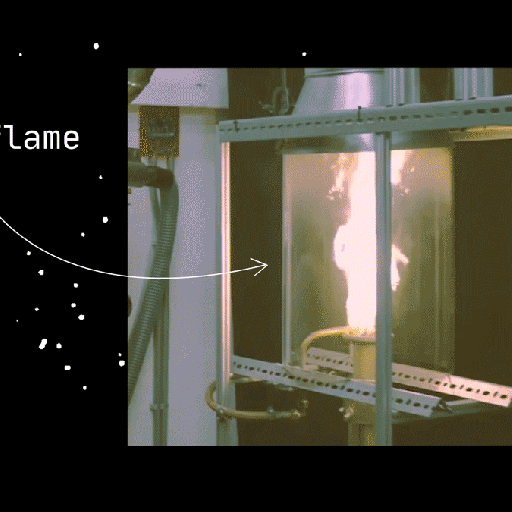 A picture of a metal flame in a metal frame.