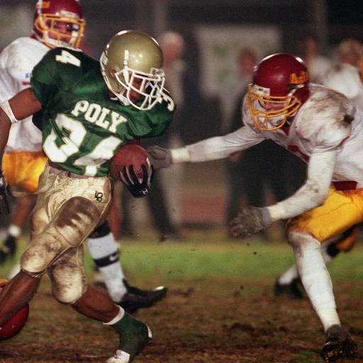 A football player running.