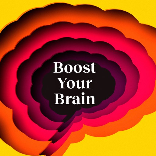 The words boost your brain on a yellow background.