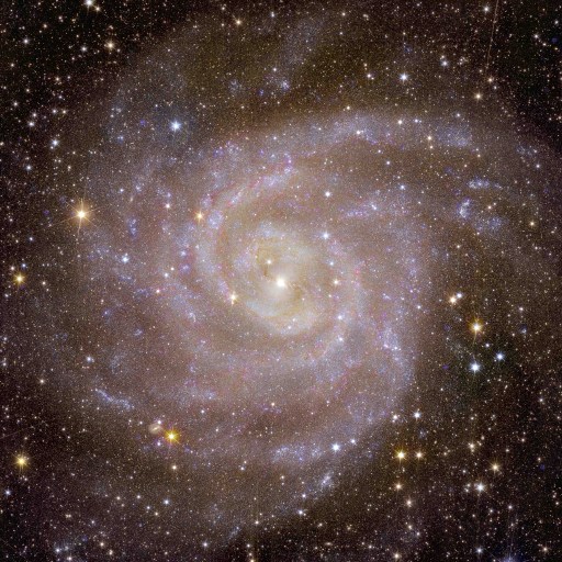 An image of a spiral galaxy in space.