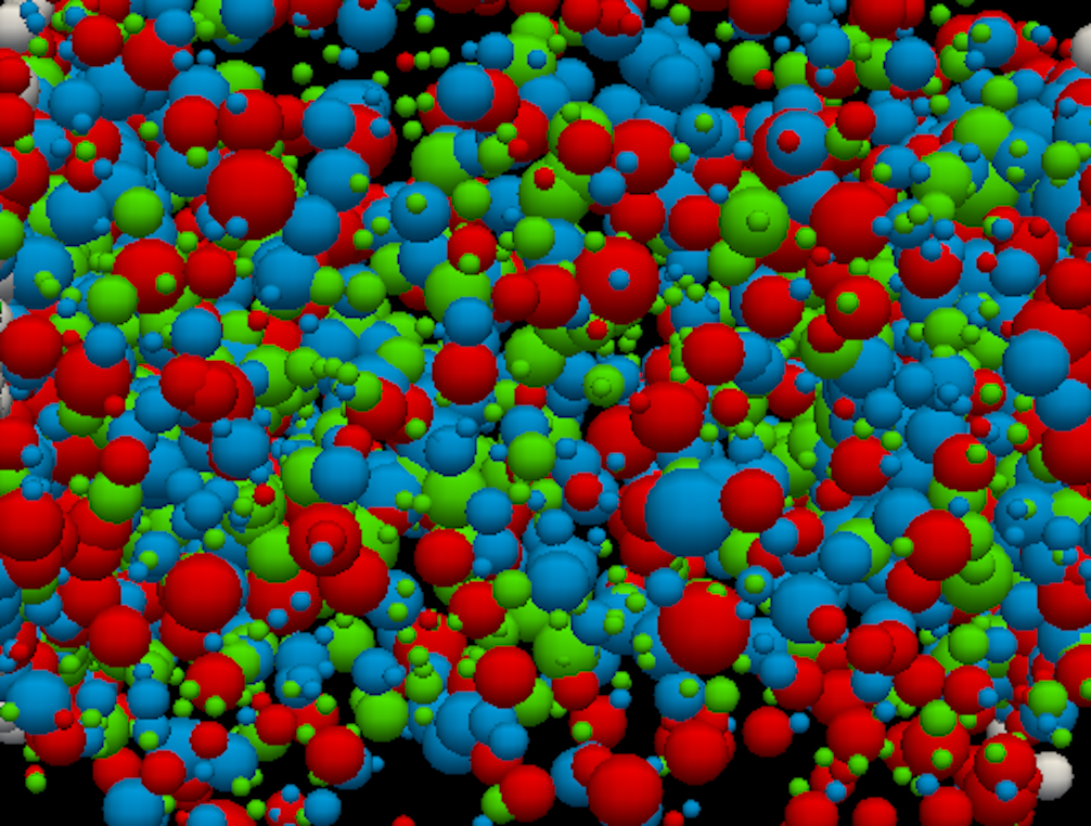 A 3d image of a red, green, and blue sphere.
