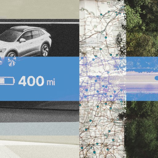 An image of an EV car with a map on it.