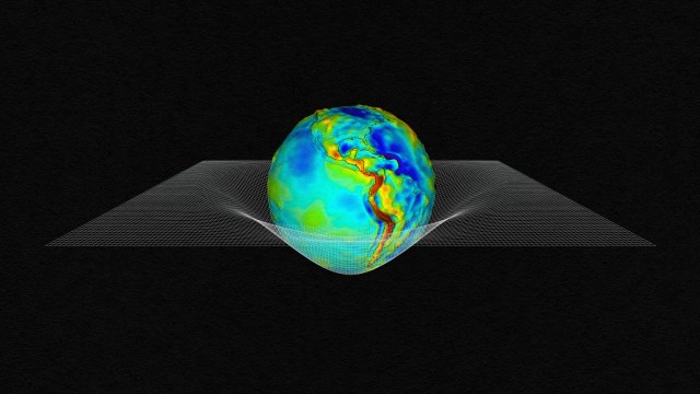 A black and white image of a ball in antigravity motion.