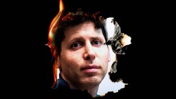 A man's face is shown through a hole in a black background.