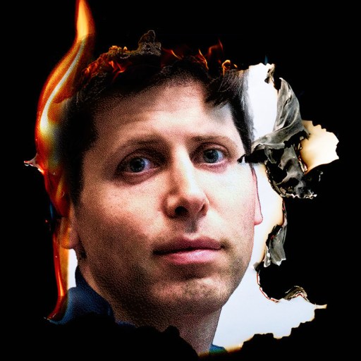 A man's face is shown through a hole in a black background.