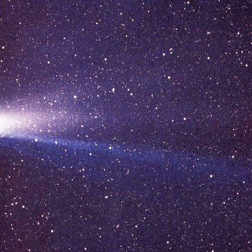 An image of Halley's comet in the sky.