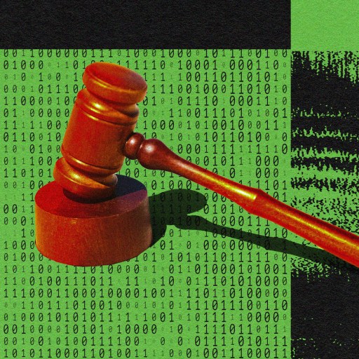 A gavel on top of a green and black background, symbolizing the regulation of AI.