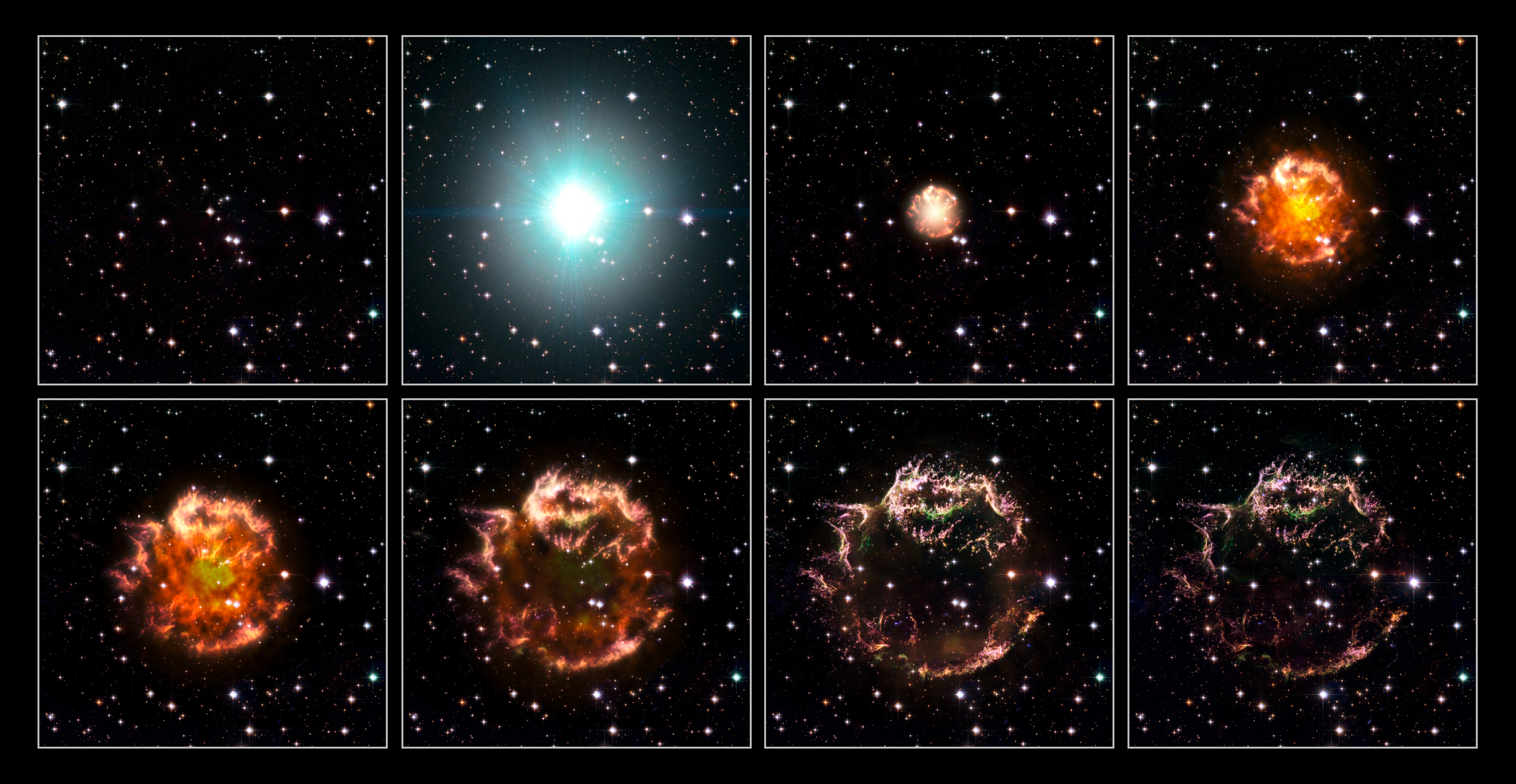 A series of images of a nebula.