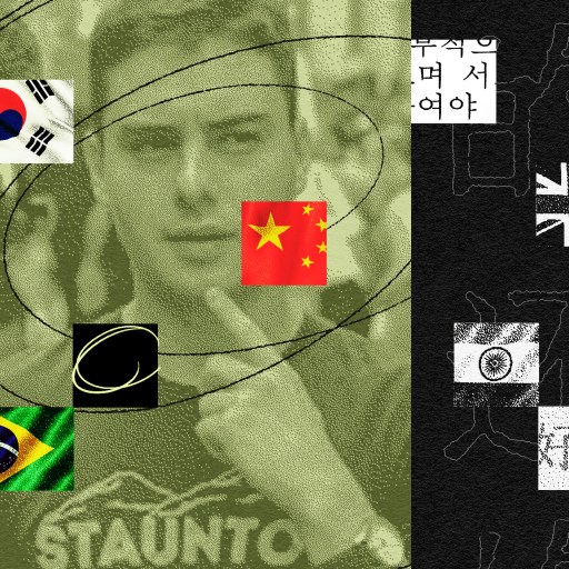 A black and white image of a man holding a camera and various Chinese and Japanese textbooks, showcasing his dedication to learning these languages.