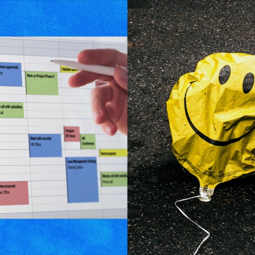 A picture of a calendar featuring staff meetings with a smiley face on it.