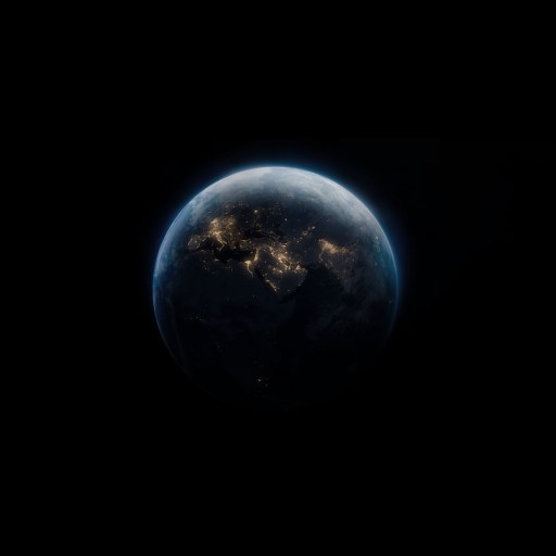 A black background with the earth in the foreground.
