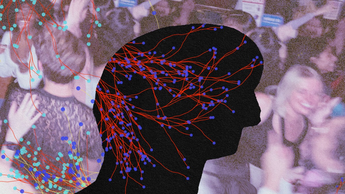 A silhouette of a person standing out amidst a crowd, evoking memories and exploring the complexities of consciousness.