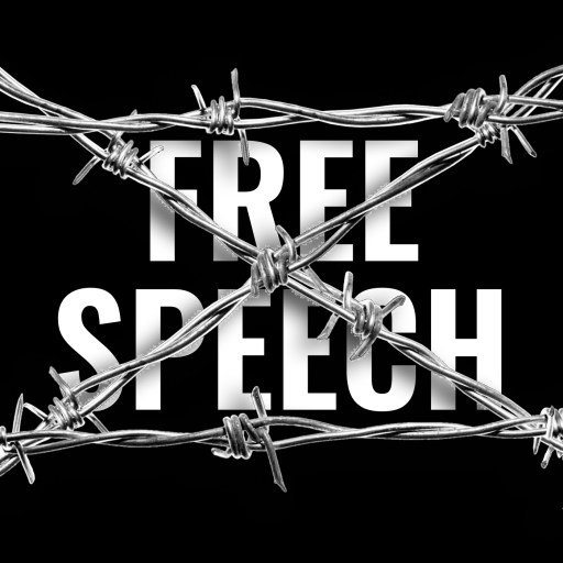 Barbed wire with the word free speech on it.