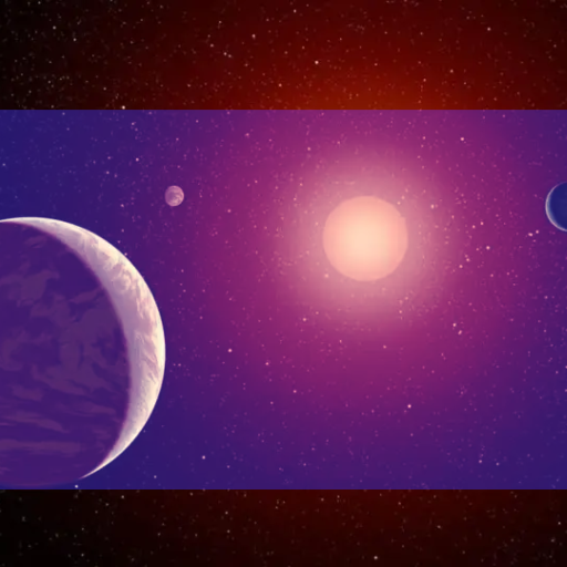Planets in varying sizes orbiting around a bright central star in a purple-hued cosmos, where life persists.