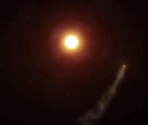 A bright light in the sky.