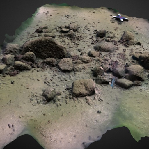 A 3D model of a rocky area inhabited by Palaeolithic hunters.