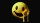A melting yellow smiley face on a black background.
