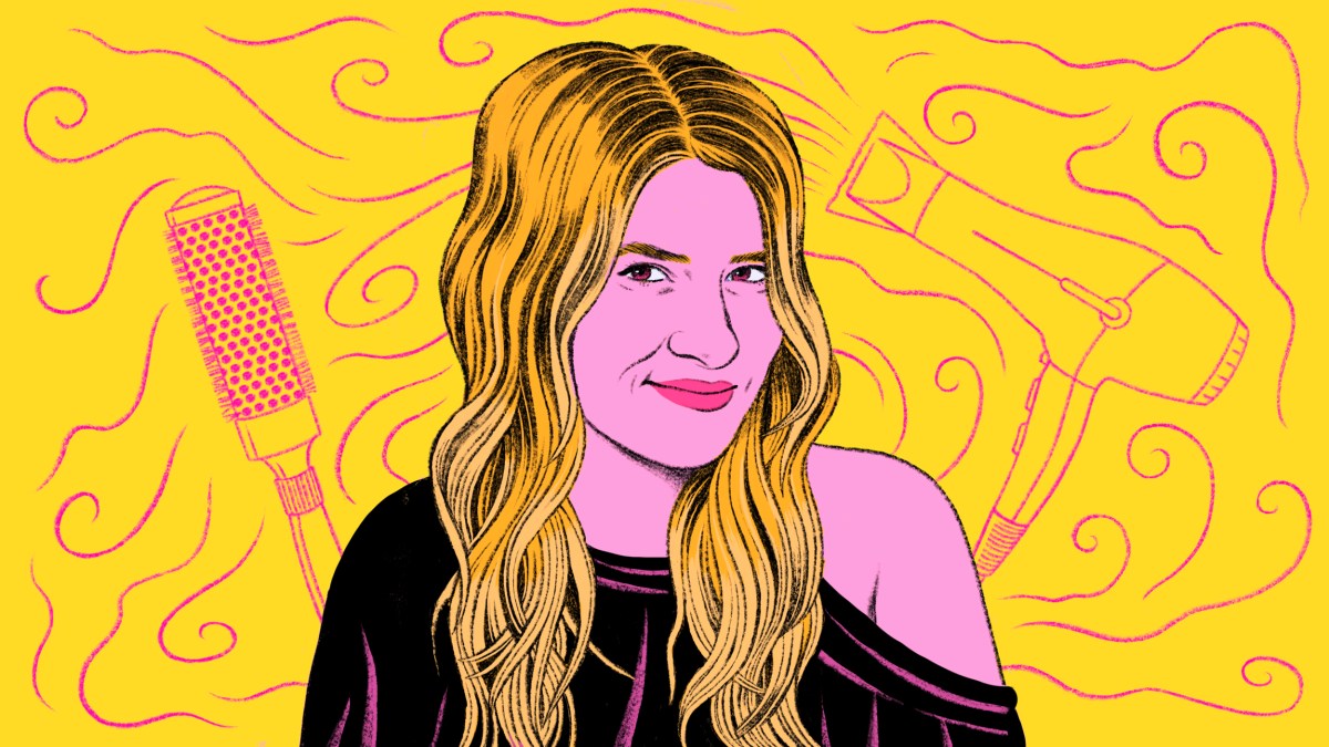 An illustration depicting the reality of leadership through a woman with long blonde hair.