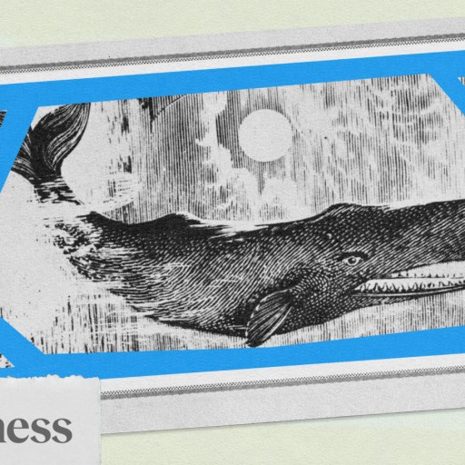 An etching of a whale.