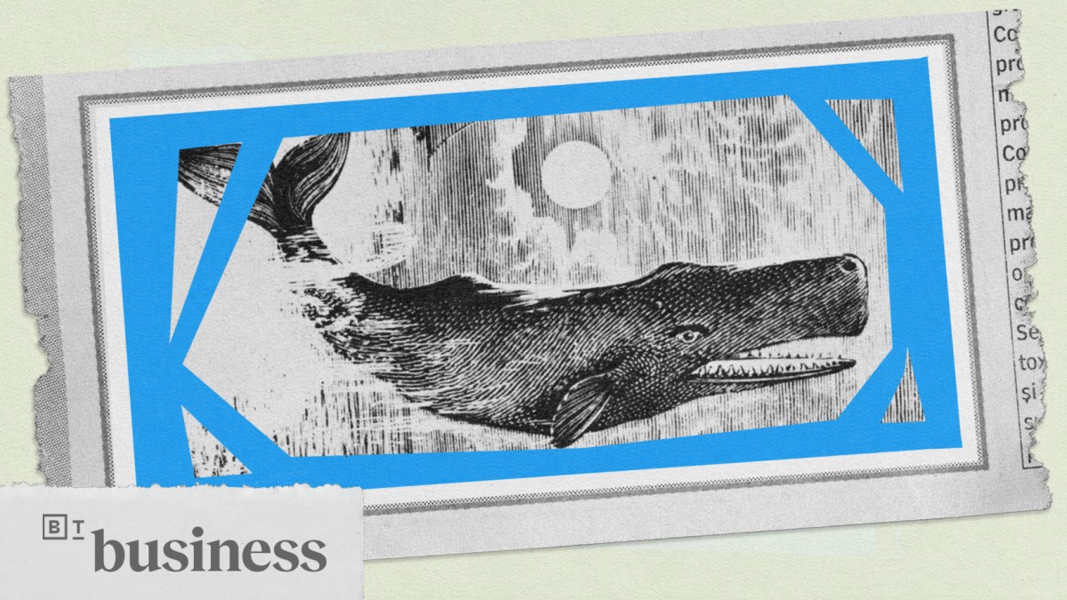 An etching of a whale.