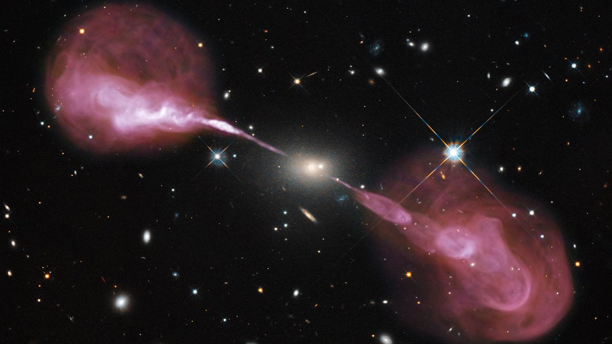 A group of stars and galaxies in space.