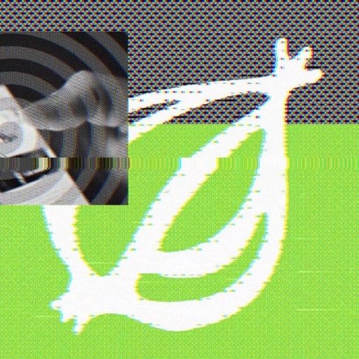 Abstract digital collage featuring a hand holding a phone with news content, binary code, and a stylized onion logo against a green and blue pixelated background.