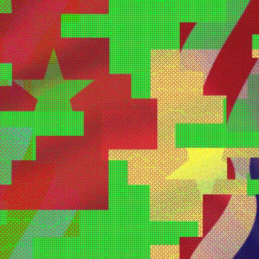 A digitally altered image blending the flags of China and the United States with pixelated and abstract effects, symbolizing a modern digital cold war.