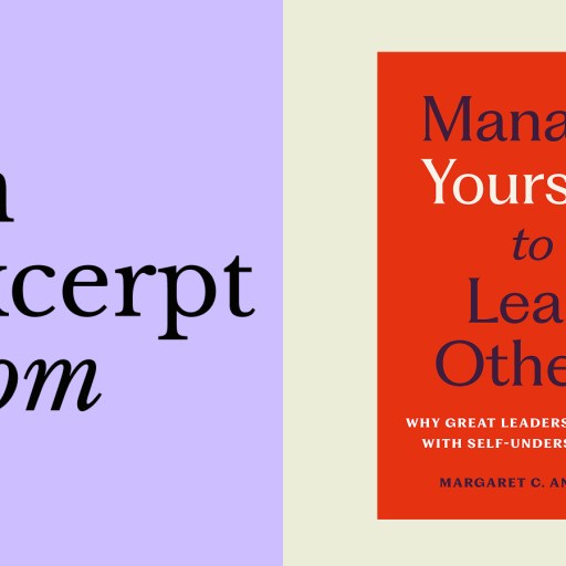 Book cover of "Manage Yourself to Lead Others" by Margaret C. Andrews, with the phrase "an excerpt from" on a purple background—highlighting the importance of know thyself in effective leadership.