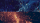 Abstract image split in two: the top half shows blue neural-like network lines, while the bottom half displays orange flames and sparks against a dark background.