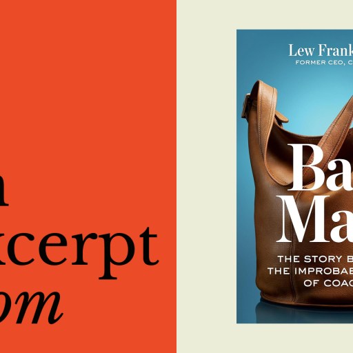 A book cover featuring a brown purse, inspired by the iconic style of Lew Frankfort.